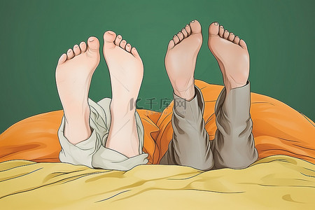 摊在沙发上背景图片_男人和女人躺在床上，双脚摊在沙发上