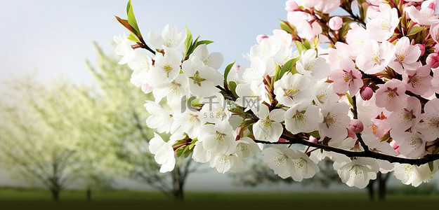 樱花树和盛开的樱花花