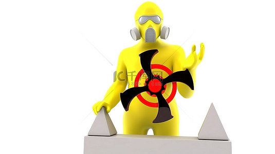 有毒标志背景图片_带有 3d 图的白色背景上的生物危害符号