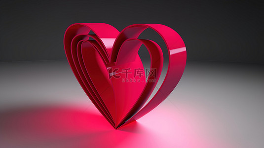 爱心图标符号背景图片_情人节标志的设计与 3D 心形图标爱情符号