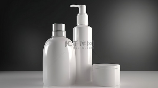 保湿身体乳背景图片_3d 渲染中的空白护肤瓶包装