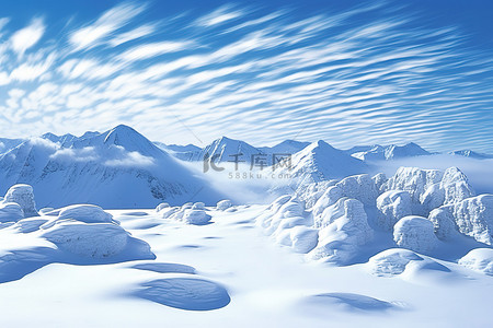 蓝天下的一些雪山