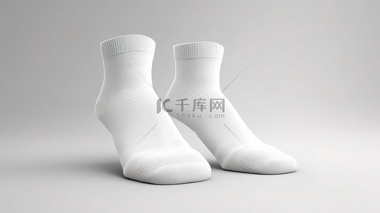 棉袜子背景图片_用于库存使用的白袜子对模型的独立 3D 渲染