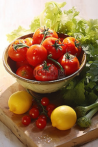 一碗西红柿胡萝卜西兰花和西红柿