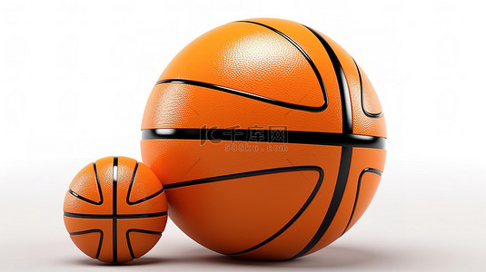 快乐学习插图背景图片_白色背景上带有毕业学术帽的橙色篮球球的 3D 渲染