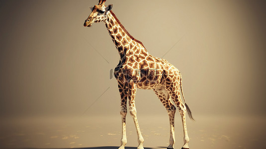 长颈鹿通过 3D 渲染栩栩如生