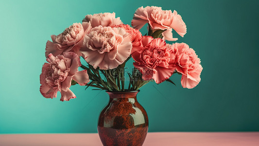 康乃馨花瓶花卉简单背景