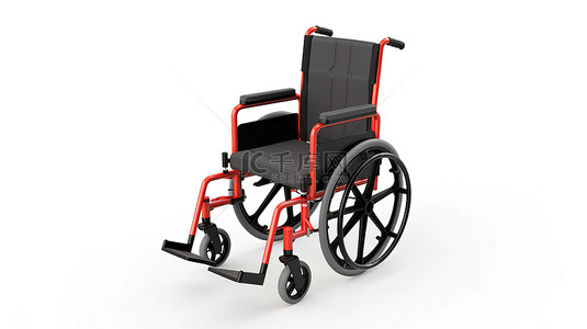 在 3d 中创建的空白背景上无人使用的轮椅