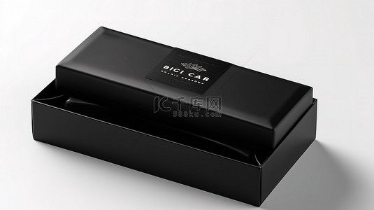 保健品盒背景图片_带黑色包装盒的白色背景条皂包装的独立 3D 渲染