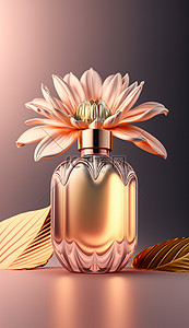 香水瓶香水鲜花粉色背景