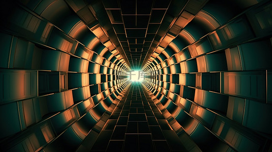 背景中抽象隧道块的三维插图