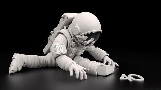 错误动图背景图片_404 错误与宇航员在 3d 中探索太空