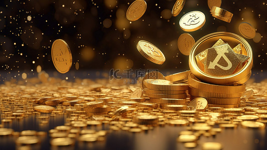 股市符号背景图片_具有黄金交易和美元符号的外汇市场 3D 渲染