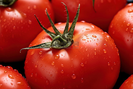 新鲜西红柿背景图片_有几个西红柿的皮上有水滴