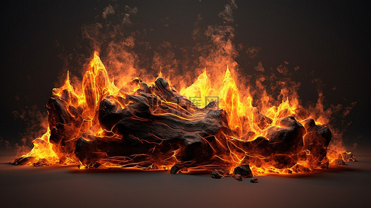 燃烧的 3D 创作插图