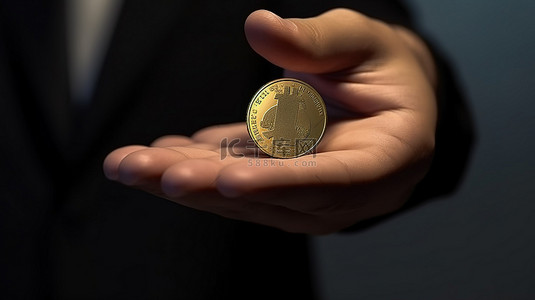 公司手握着一枚穿着职业装的硬币