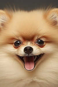 长牙齿小狗背景图片_一只博美犬小狗，脸上长着巨大的牙齿