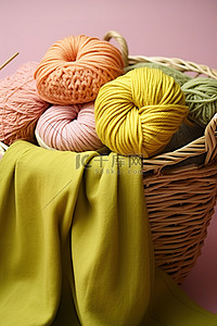 编织针背景图片_用纱线和织针编织的篮子
