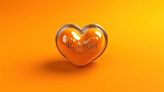 黄色背景上橙色心脏模型的 3D 渲染，说明科学医疗保健和抽象对象