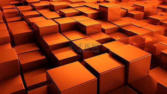 3d 渲染中的橙色几何背景