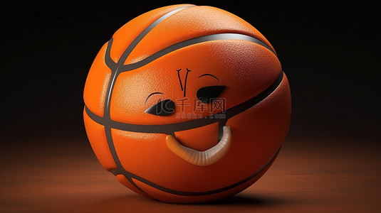 使用 3D 渲染技术创建的卡通篮球对象