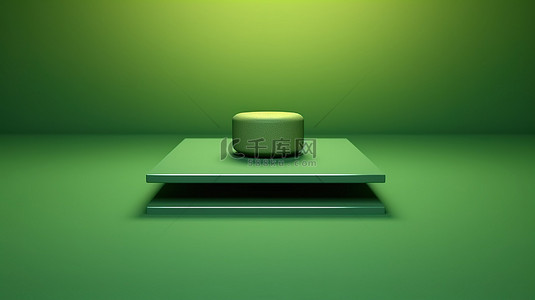 最小绿色环境中的悬浮广场 3d 渲染