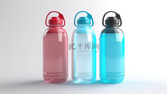 水瓶背景图片_隔离在白色背景锻炼灵感与 3D 渲染运动水瓶图标