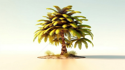 棕榈背景背景图片_棕榈树背景或壁纸的 3D 渲染