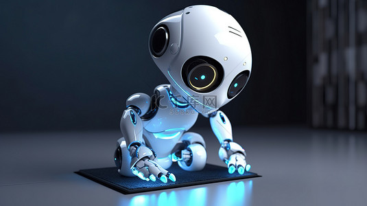 可爱的机器人背景图片_数字平板电脑以可爱的 3d 呈现 ai 机器人