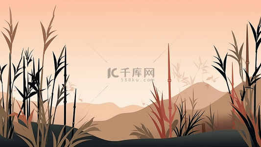 竹子山坡背景插画