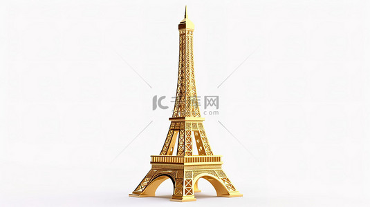 法国埃菲尔背景图片_空白画布上闪闪发光的 3D 埃菲尔铁塔