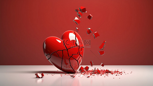手和心背景图片_破碎的心的痛苦 心痛分居和离婚的 3D 插图