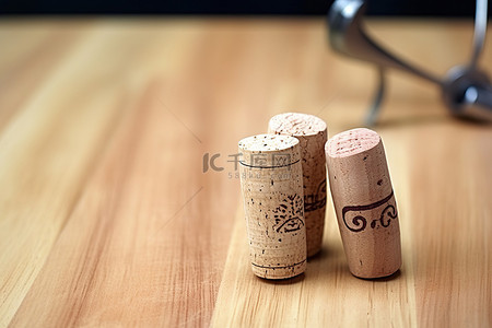 软木塞背景图片_坐在木板上的葡萄酒软木塞