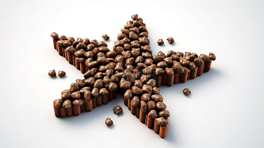 糖果字背景图片_用美味的巧克力片制作的星号符号的 3D 渲染