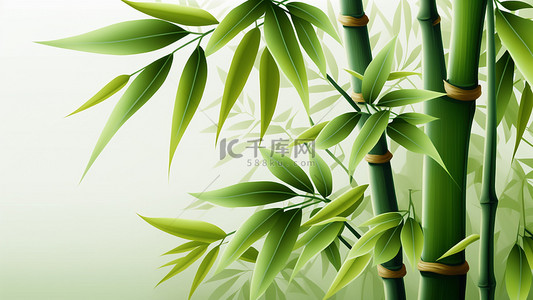扁平中国风背景背景图片_竹子竹叶植物卡通背景