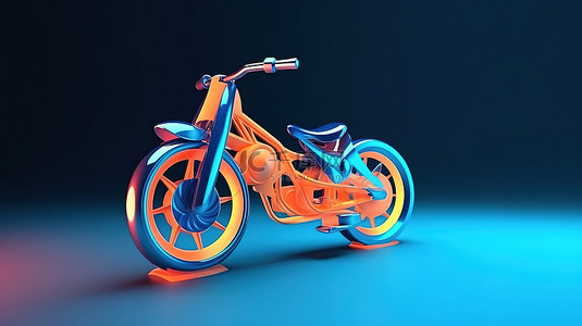 运动骑背景图片_充满活力的橙色和蓝色几何形状的自行车运动概念的 3D 渲染