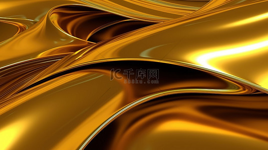 3d 渲染抽象金色金属背景