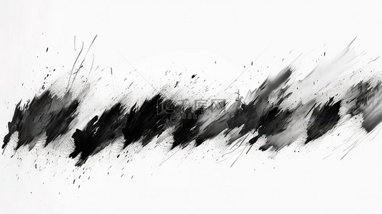 黑色笔画背景图片_优雅的 3D 插图风格，白色垃圾背景上的黑色画笔动作，非常适合时髦人士和现代水彩模板