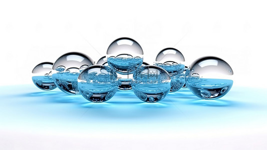 气泡的水背景图片_白色背景上的水气泡的 3d 渲染