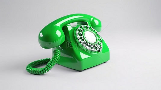 3D 插图中的呼叫图标白色背景上的绿色电话图标用于来电