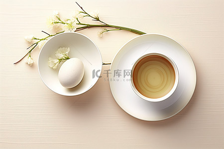 白枝条背景图片_一碗白奶茶和一碗花