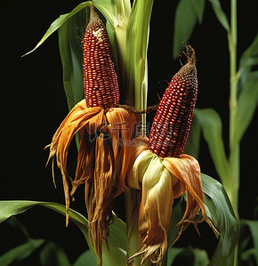 玉米须的玉米背景图片_藤上的玉米有很多毛