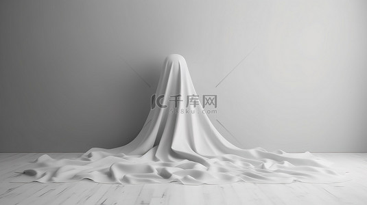 设计服装卡通背景图片_具有 3D 白色幽灵精神的简单抽象床单织物
