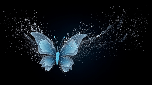 透明蝴蝶翅膀背景图片_蝴蝶蓝色透明发光背景