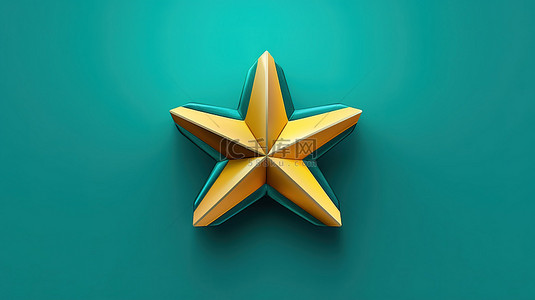 金光背景图背景图片_绿青色背景上彩色星徽图标的 3D 最小插图