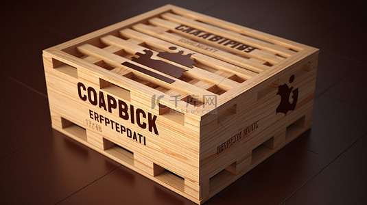 捷克共和国制造的进出口木箱的 3D 插图
