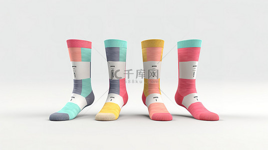 棉袜子背景图片_3D 隔离中时尚且引人注目的高品质袜子标签模型