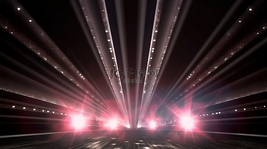 101创造营背景图片_舞台灯光在 3D 渲染中创造了令人眼花缭乱的星光显示