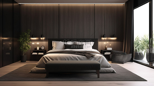 卧室枕头背景图片_3d 可视化的现代卧室