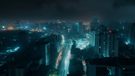 赛博朋克建筑背景图片_高楼大厦现代城市都市夜景背景